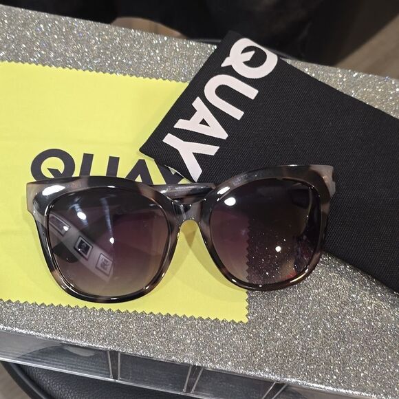 Quay Australia It's My Way 53MM Gradient Cat-Eye Sunglasses-Tort Black/Black Fad - Picture 4 of 9